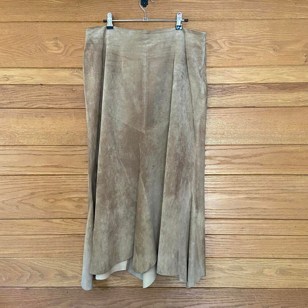 J.Jill 90s Y2K leather suede tan maxi skirt